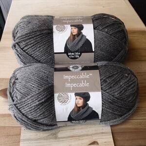 Loops & Thread Yarn Impeccable True Grey 2‎ Skein Crochet Knitting 100% Acrylic